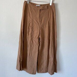 Alice + Olivia Wide Leg Tan Linen blend Culottes size 10